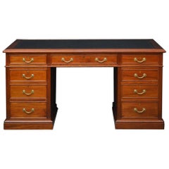 Edwardian Walnut Pedestal Desk by Maple & Co