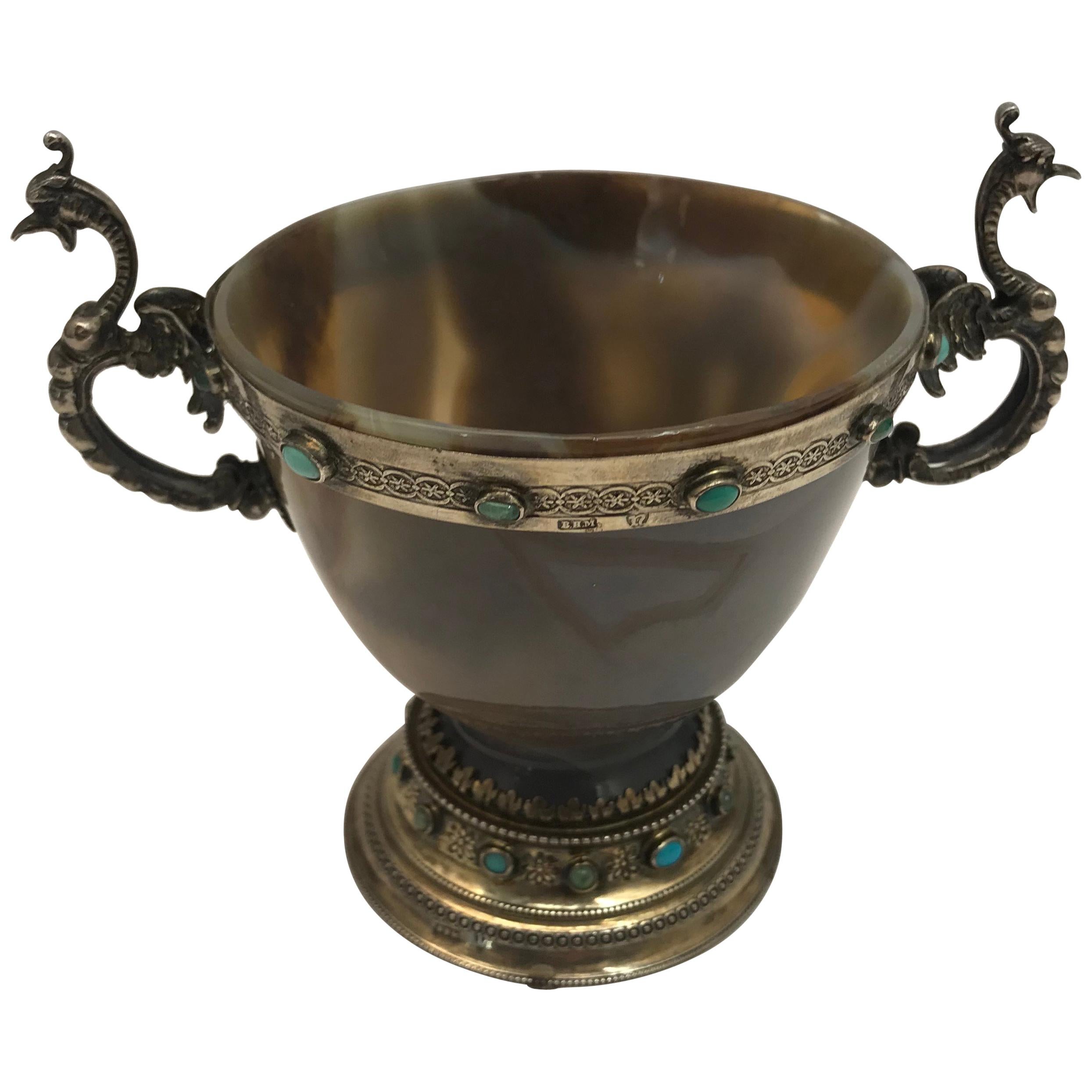 19th Century German Agate and Silver Cup For Sale