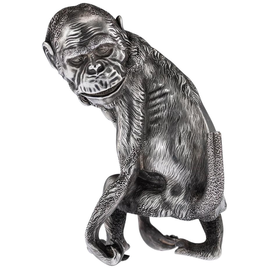 Antique Russian Faberge Lighter in the Form of a Chimpanzee, circa 1900