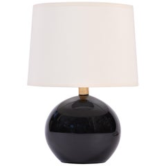 Art Deco Black Glass Spherical Lamp, in the Manner of Jacques Adnet