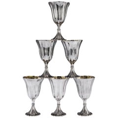 Stunning Buccellati Solid Silver Large Goblets in Original Case, circa 1980