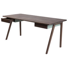Contemporary Desk  in French Walnut and Metal, Jean Collection