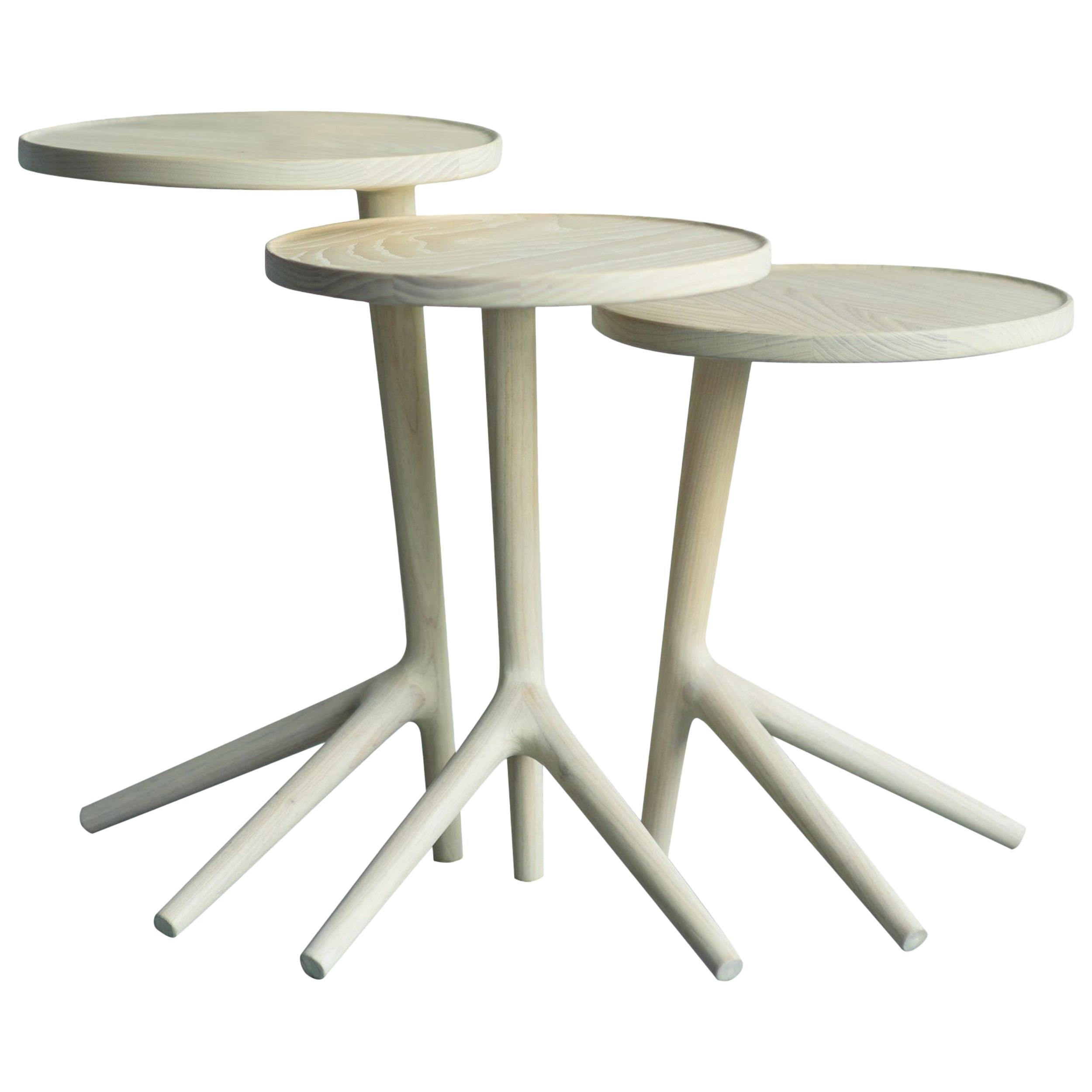 Table tripode en bois de frêne blanc, table gigogne de Fernweh Woodworking en vente