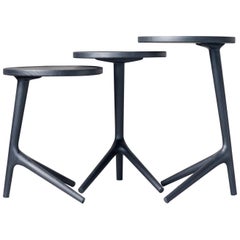 Tripod Table in Charcoal Stained Ash Wood - Accent Nesting Table for Living Room