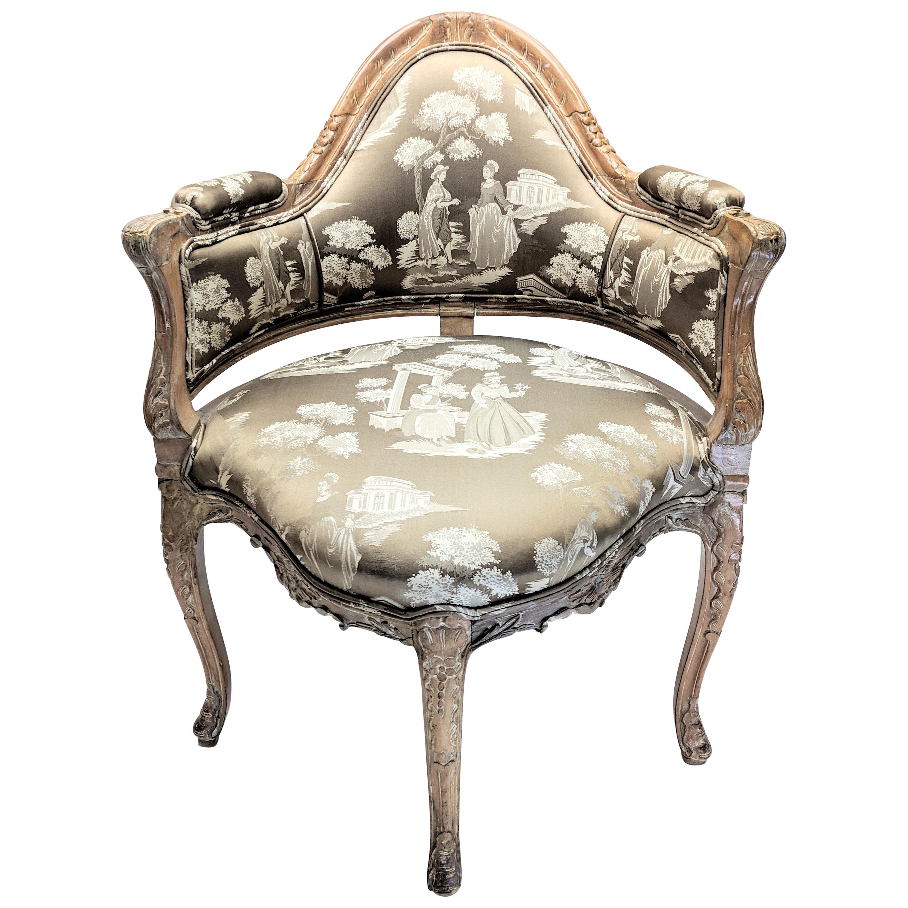 Antique French Louis Philippe Carved Fauteuil De Bureau For Sale