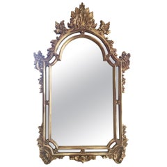 Baroque Carved Large Gilt Hanging Wall Mirror