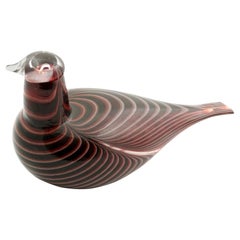 Ruby Red and Dark Maroon Mouth Blown Glass Bird by Oiva Toikka, 1980s 