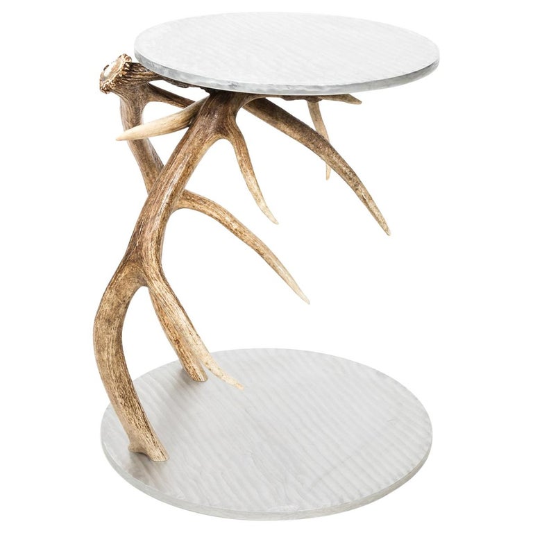 Contemporary Aluminium and Antler Side Table For Sale
