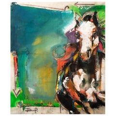 Abstract Painting of a Horse on Canvas