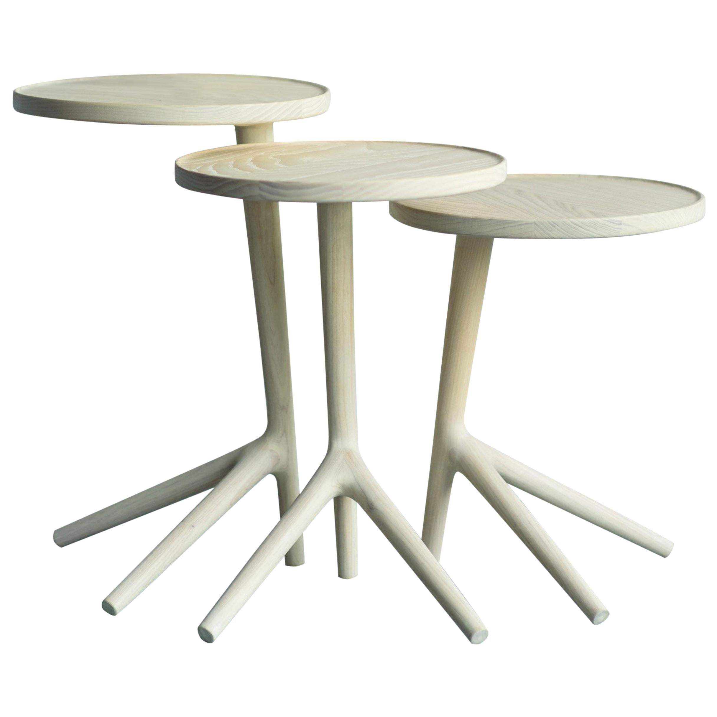 Nesting Cocktail Tables - White Ash handmade by Fernweh Woodworking Set of Three For Sale