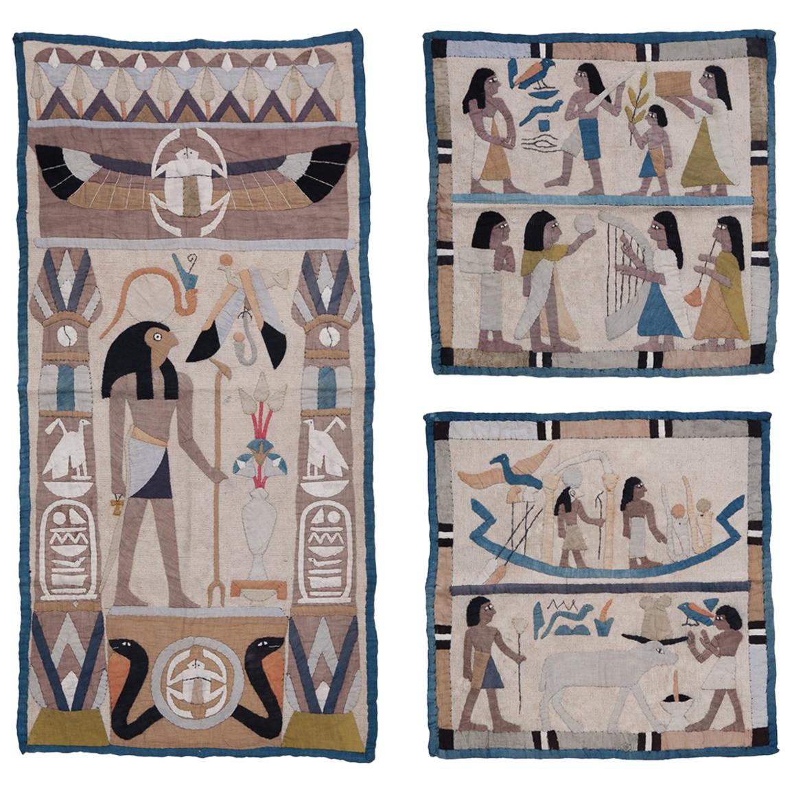 Set of Three Early 20th Century Egyptian Applique Panels