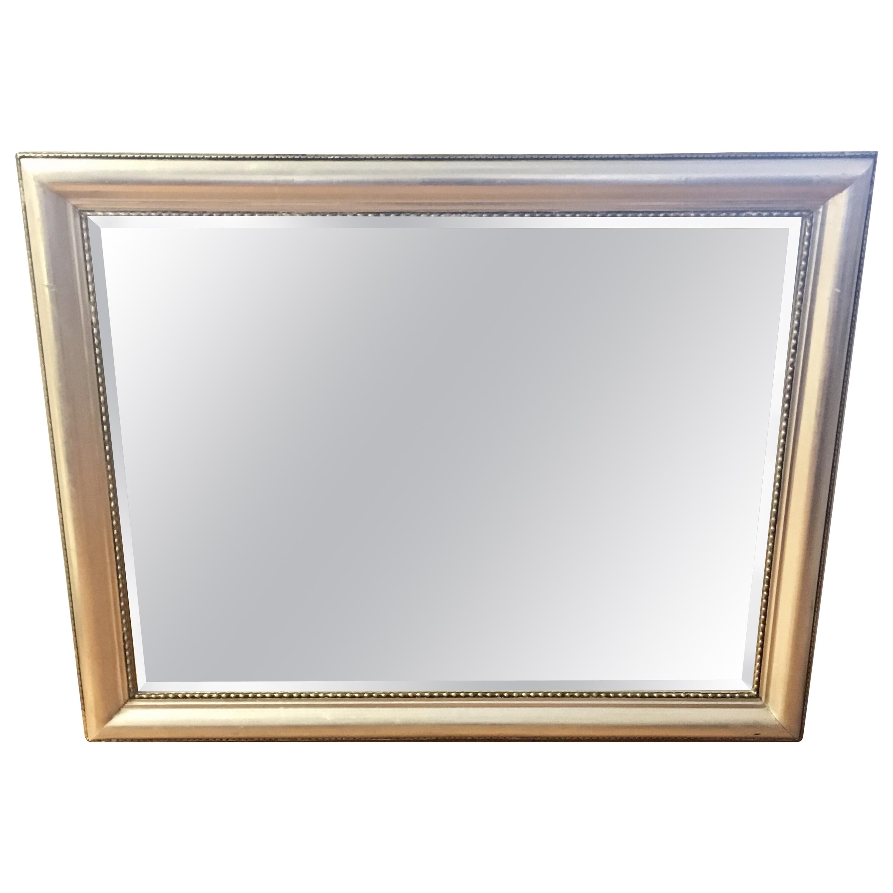 Silver Mid-Century Modern Beveled Mirror
