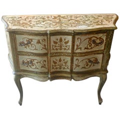 Italian Venetian Hand Painted Hand Carved 3-Drawer Commode or Chest