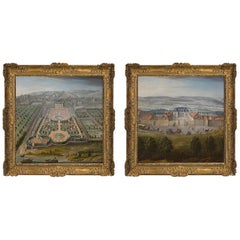 Pair of Topographical Portraits of the Pavillion and Village of Vaux-Sur-Seine
