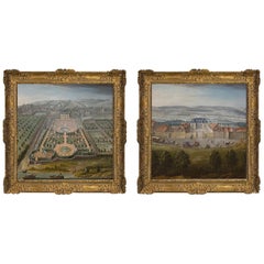 Used Pair of Topographical Portraits of the Pavillion and Village of Vaux-Sur-Seine