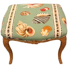 Faux Bois Carved Beechwood Bench with Brunschwig and Fils Shell Fabric