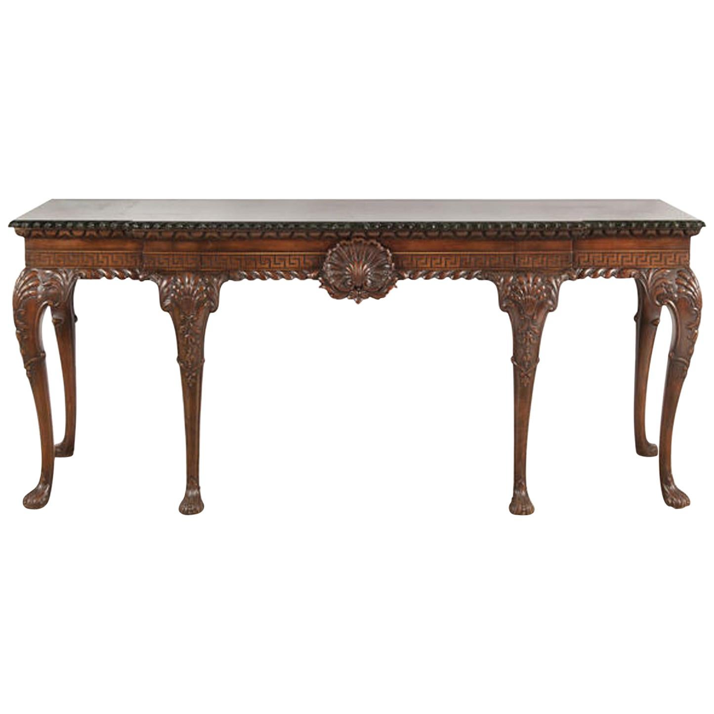 English George II Style Carved Mahogany Console, 19th Century