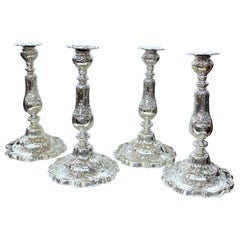 Rare Suite of Four Gorham Sterling "Chantilly Grand" Rococo Style Candlesticks