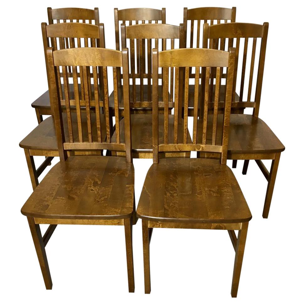 Set of 8 Vintage Birch Dining Chairs