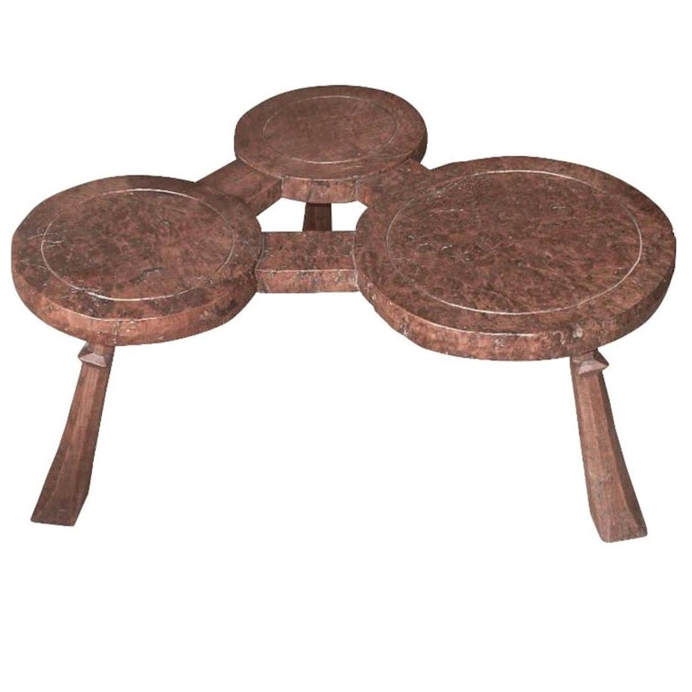 Jack Grimble Design Three Pod Coffee Table, France, 1930s at 1stDibs