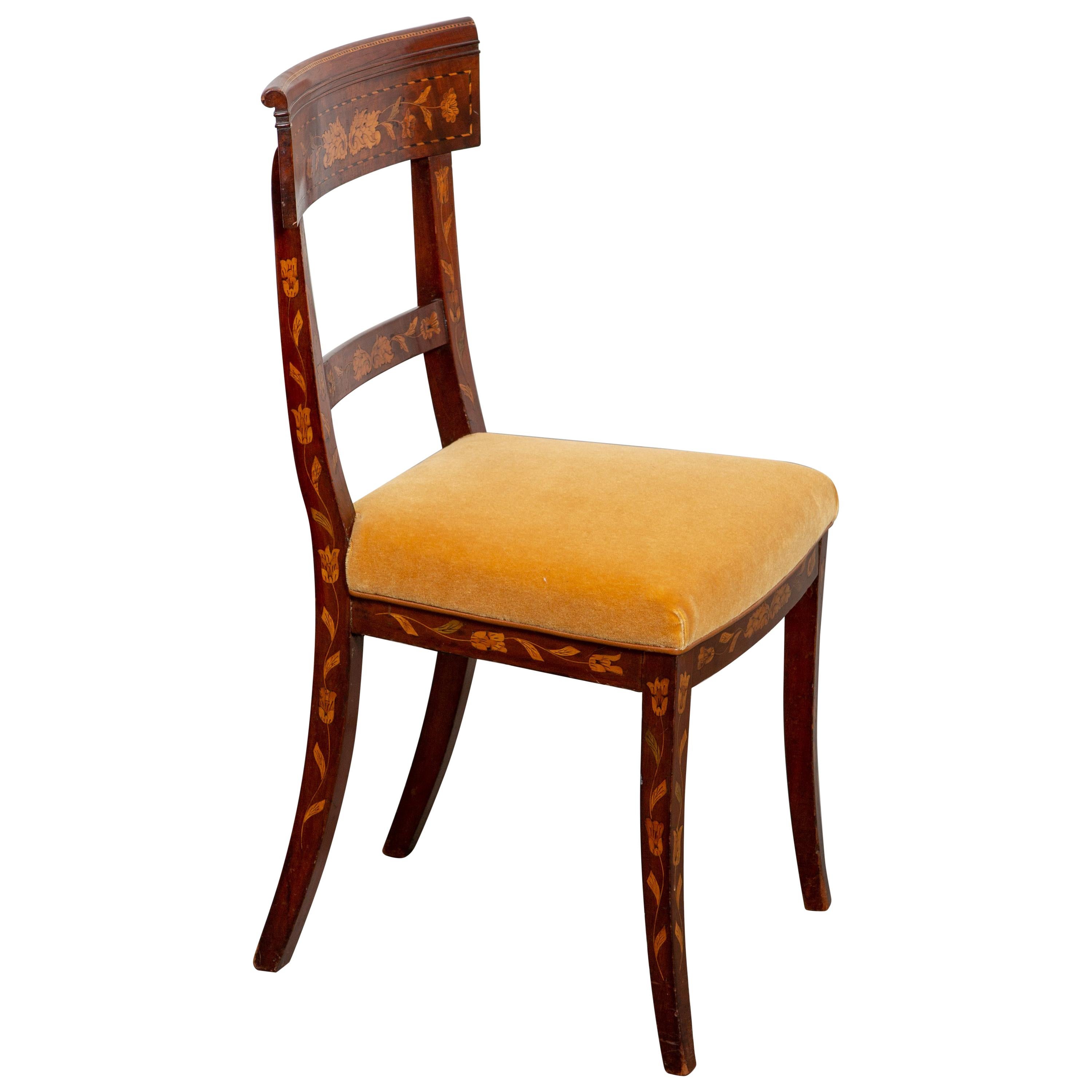 19th Century Dutch Marquetry Side Chair