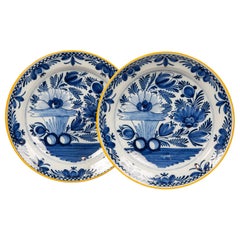 Pair of Antique Blue and White Delft Chargers Made circa 1800