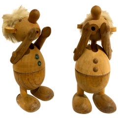 Whimsical Pair of 1950s Whistle Boys Articulated Toys