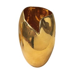 Large 22-Karat Gold Lustre Ceramic Quad Dent Vase #8 by Sandi Fellman