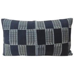 Vintage Indigo and Blue African Woven Pattern Decorative Lumbar Pillow