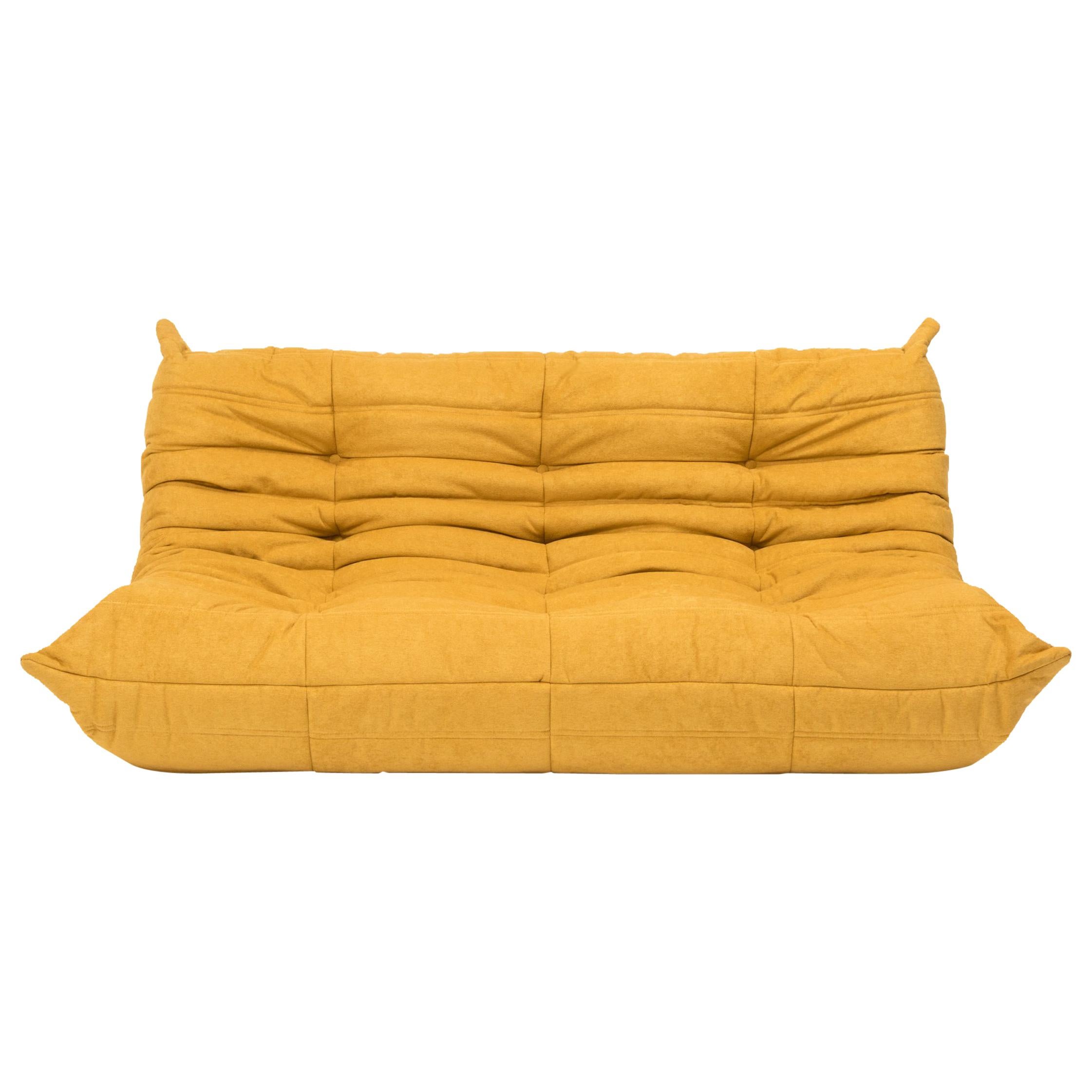 Large Togo Yellow Fabric Sofa by Michel Ducaroy for Ligne Roset