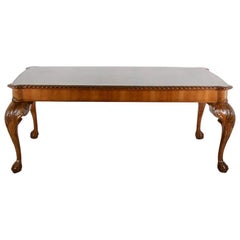 French Walnut Chippendale-Style Dining Table with Leaves