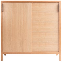 Laska Credenza in Quarter-Sawn White Oak, Sliding Doors, Customizable