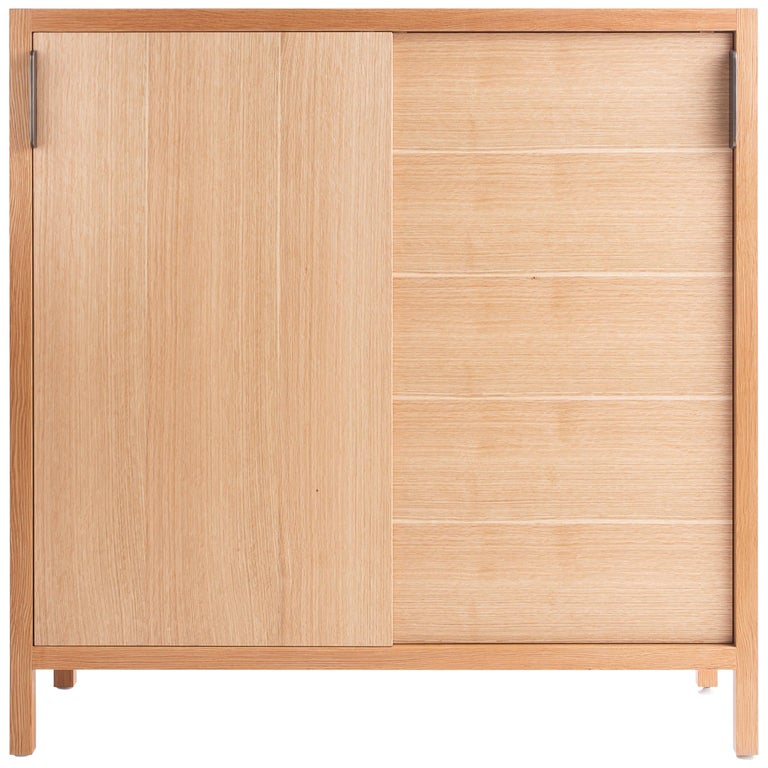 Laska Credenza In Quarter Sawn White Oak Sliding Doors