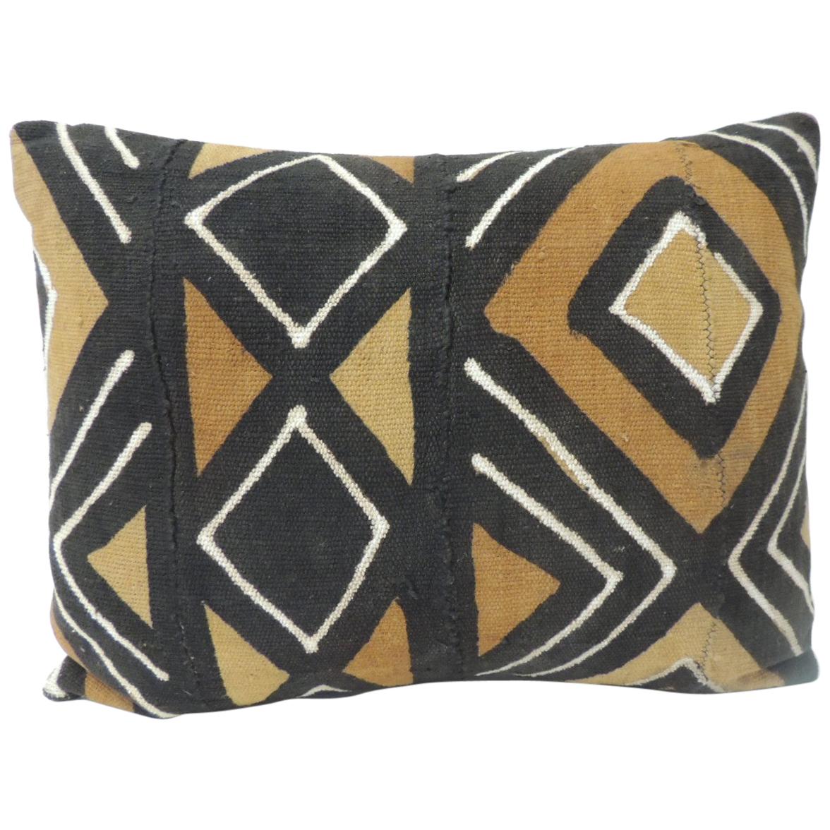 Vintage Graphic African Artisanal Textile Mudcloth Decorative Bolster Pillow