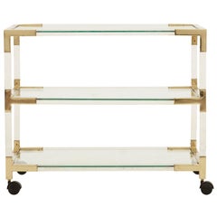 Spanish Lucite and Brass Bar Cart