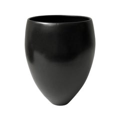 Curved Ceramic Vase with Black Lustre Glaze and Pointed Base by Sandi Fellman