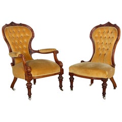 Pair of English Victorian Salon Chairs