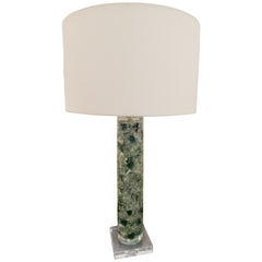 Used Lucite and Crushed Sea Glass Table Lamp
