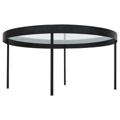 Janni Van Pelt Attributed Round Coffee Table with Grid Glass