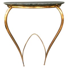 Console in Brass and Original Marble Attribute to Ico Parisi, Italy, 1950s