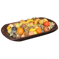 19th Century American Dough Bowl with Stone Fruit Collection of 75 Pieces