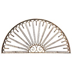 19th Century Wrought Iron Semi Circle Fan Light /Architectural Antique Wall Art