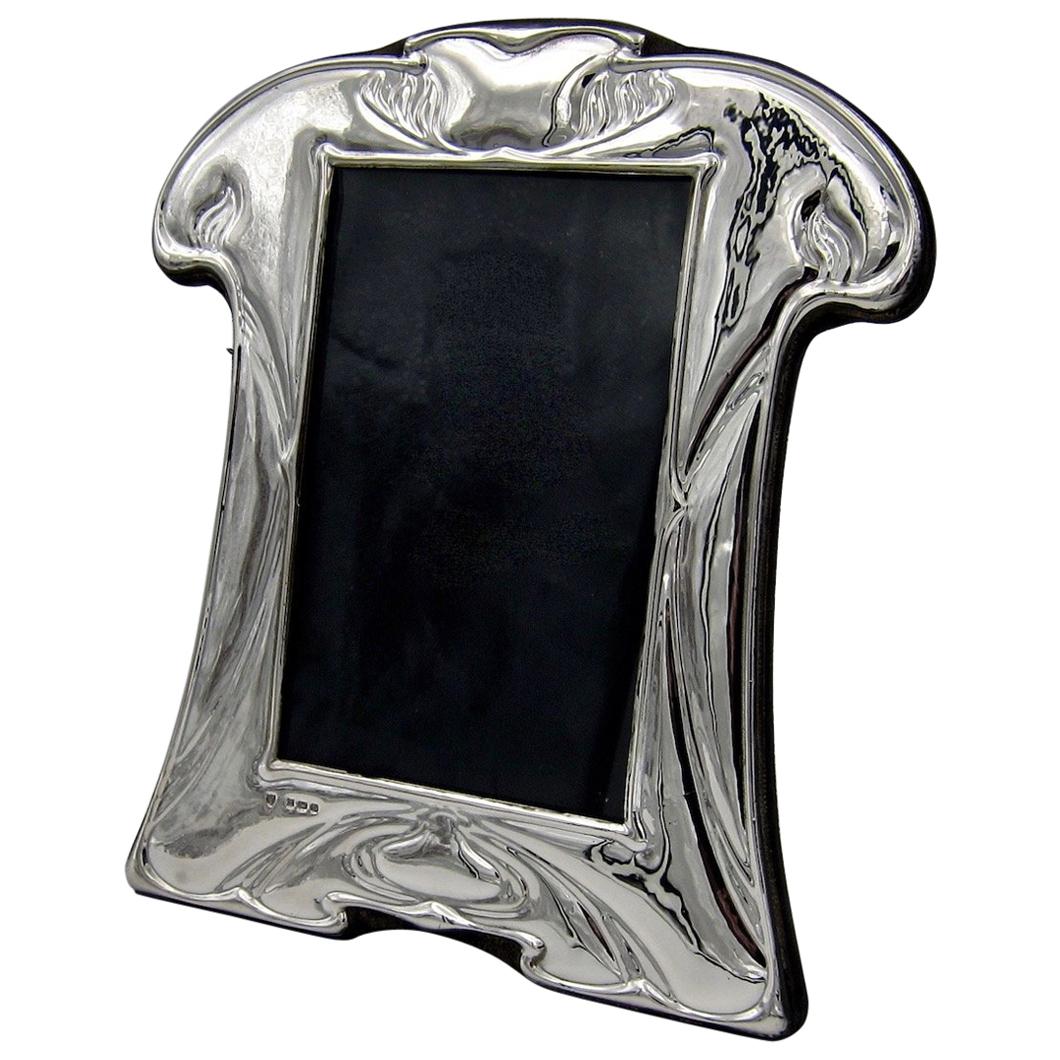 English Sterling Silver Picture Frame in the Art Nouveau Style