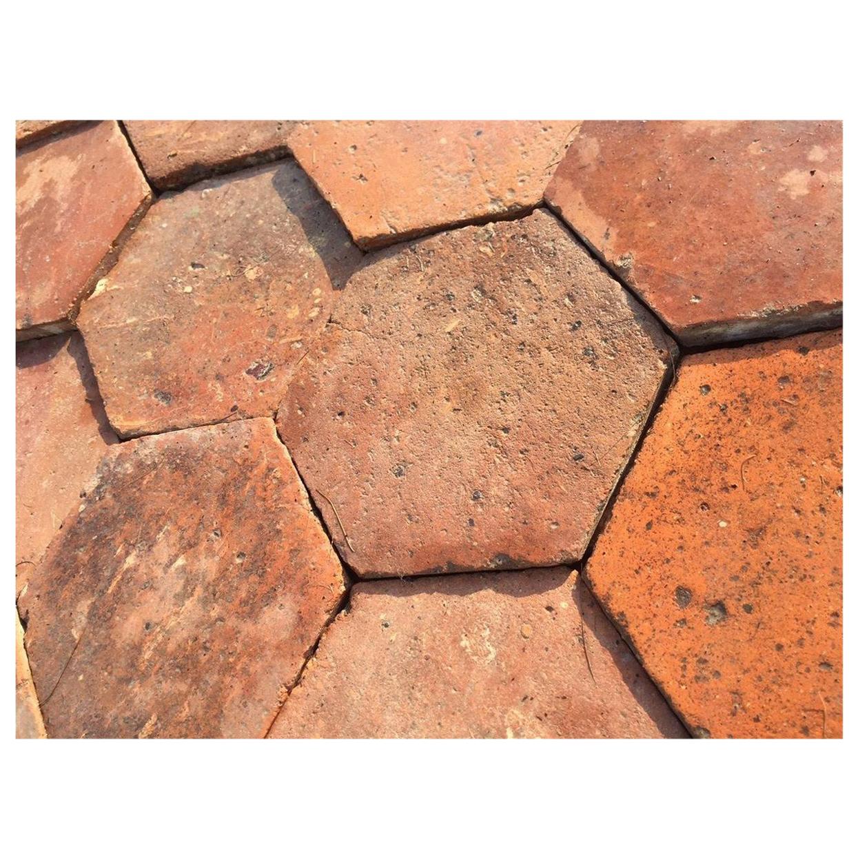 French Antique Terracotta Flooring, Original, 18th Century, France For Sale