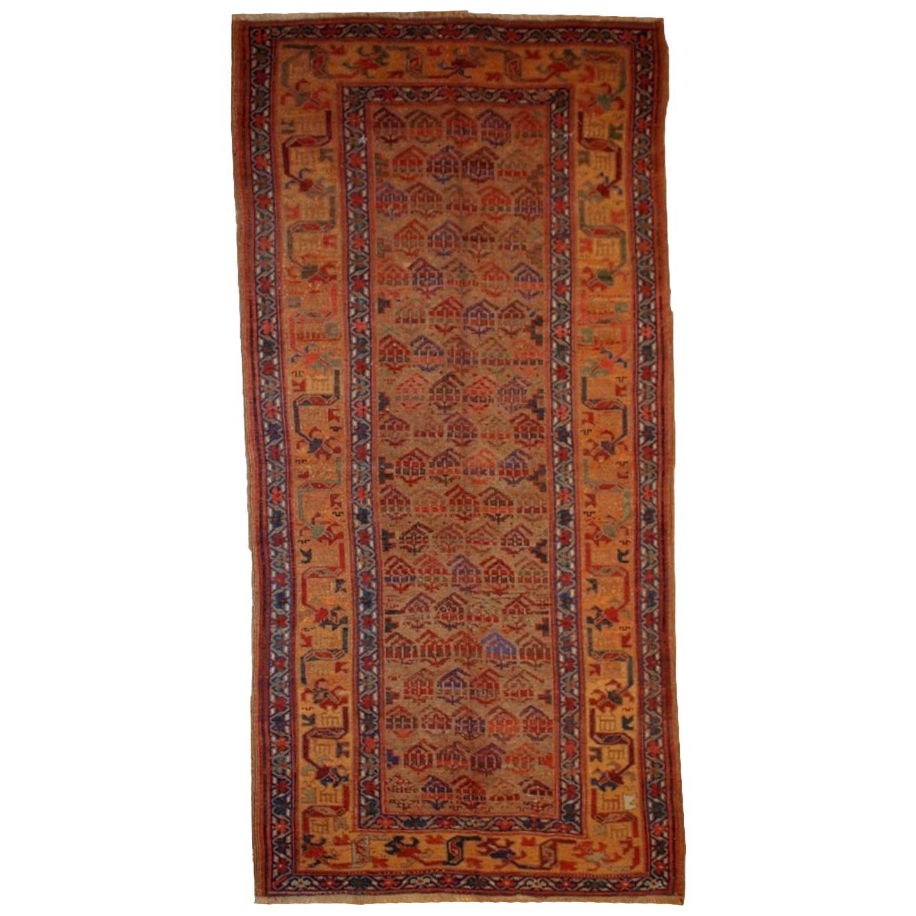 Handmade Antique Kurdish Style Rug, 1880s, 1B413 For Sale
