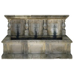 Italian Wall Fountain Hand-Carved in Pure Limestone, Late 20th Century, Italy