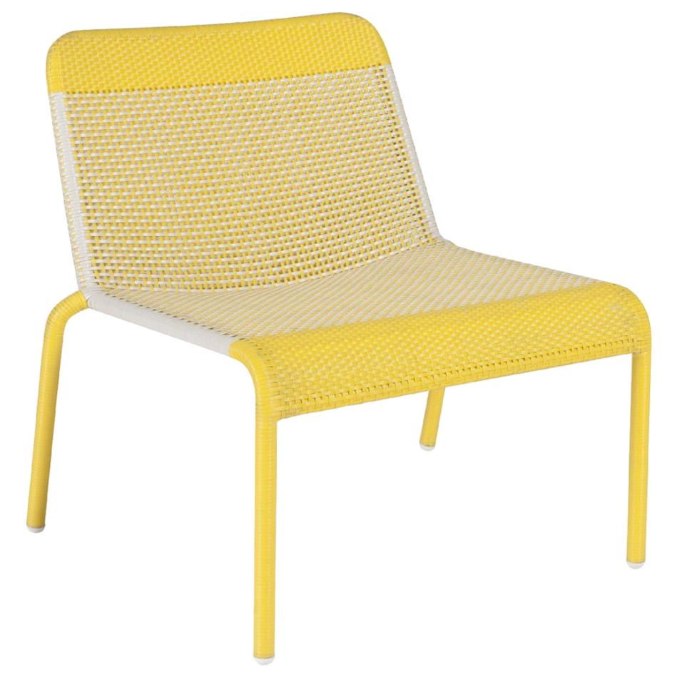 Yellow Braided Resin French Design and Lounge Armchair