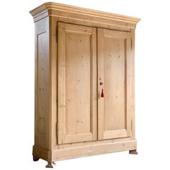 Antique French Wardrobe Armoire Solid Pine Collapses, circa 1890