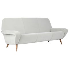 Retro Sofa Model 830 with Light Grey Velvet, Gianfranco Frattini, Cassina, Italy, 1955