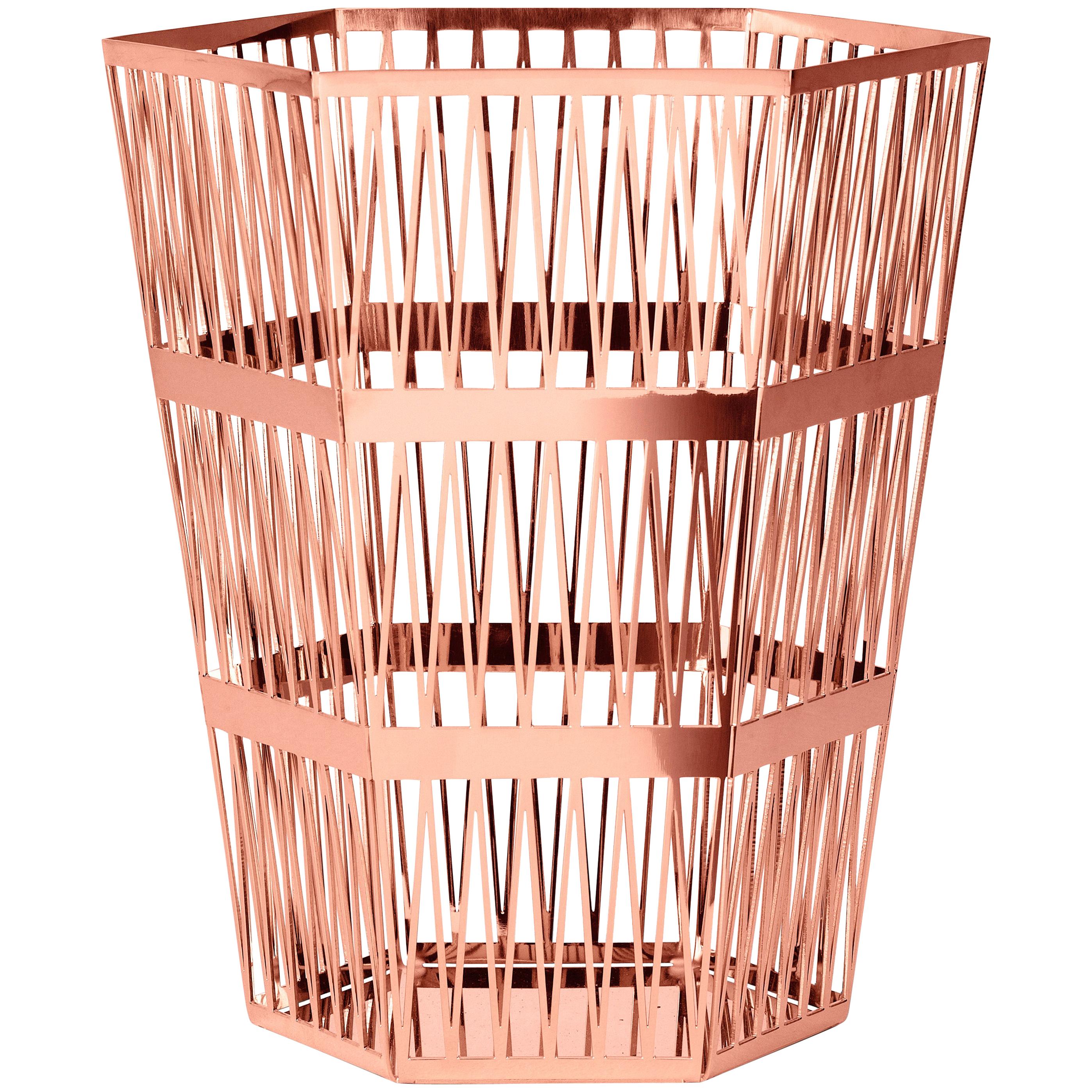 Ghidini 1961 Tip Top Small Paper Basket in Rose Gold Finish For Sale at  1stDibs | small rose gold basket